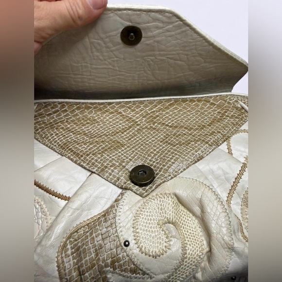 Vintage western‎ Cream and Gold leather Women's Bag - Picture 7 of 8